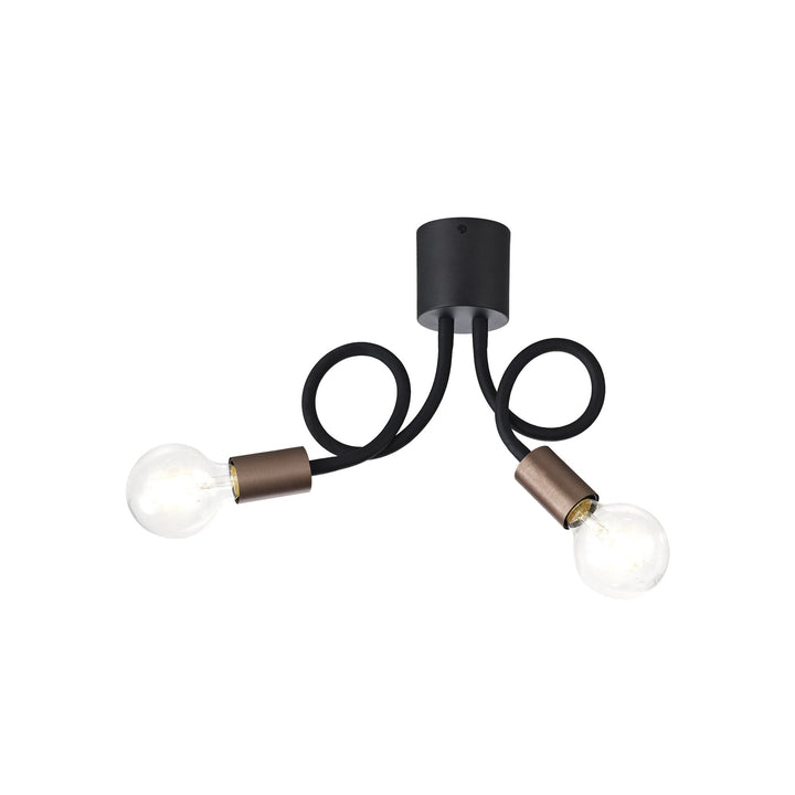 Nelson Lighting NL76449 Gino Flexible Ceiling 2 Light Satin Black/Brushed Copper