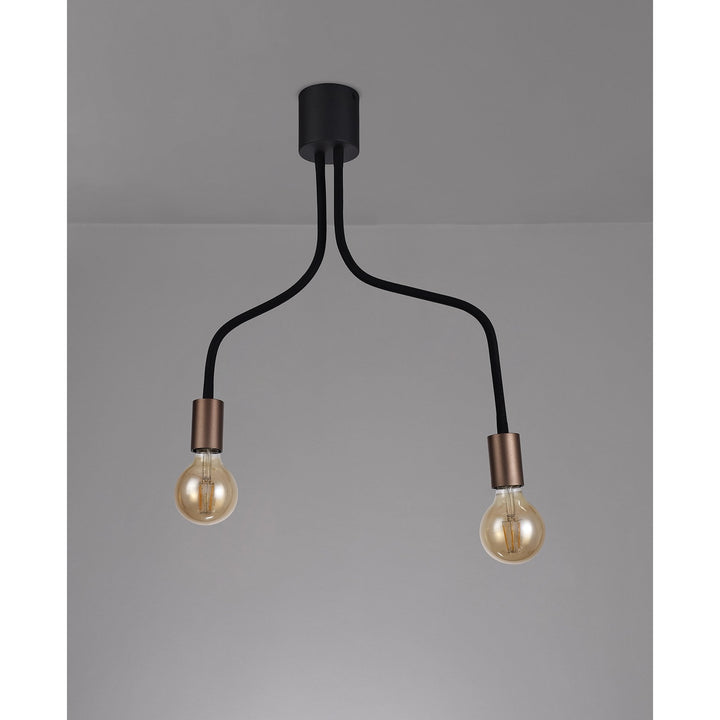 Nelson Lighting NL76449 Gino Flexible Ceiling 2 Light Satin Black/Brushed Copper