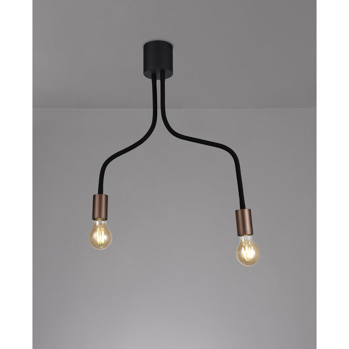 Nelson Lighting NL76449 Gino Flexible Ceiling 2 Light Satin Black/Brushed Copper