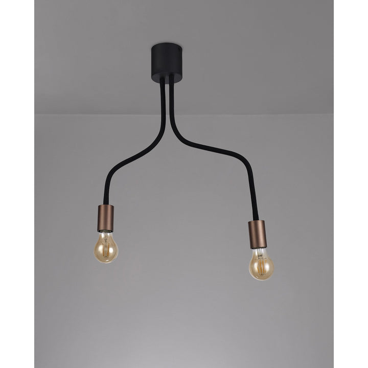 Nelson Lighting NL76449 Gino Flexible Ceiling 2 Light Satin Black/Brushed Copper