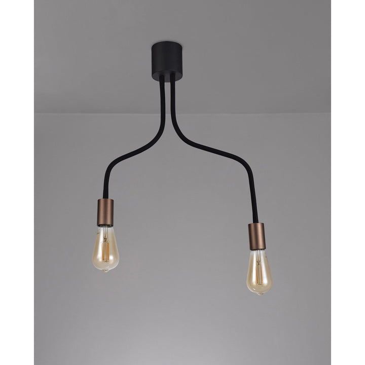 Nelson Lighting NL76449 Gino Flexible Ceiling 2 Light Satin Black/Brushed Copper