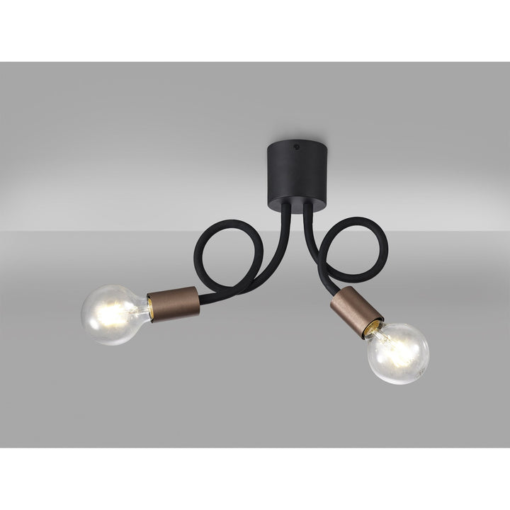 Nelson Lighting NL76449 Gino Flexible Ceiling 2 Light Satin Black/Brushed Copper