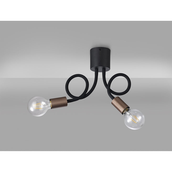 Nelson Lighting NL76449 Gino Flexible Ceiling 2 Light Satin Black/Brushed Copper