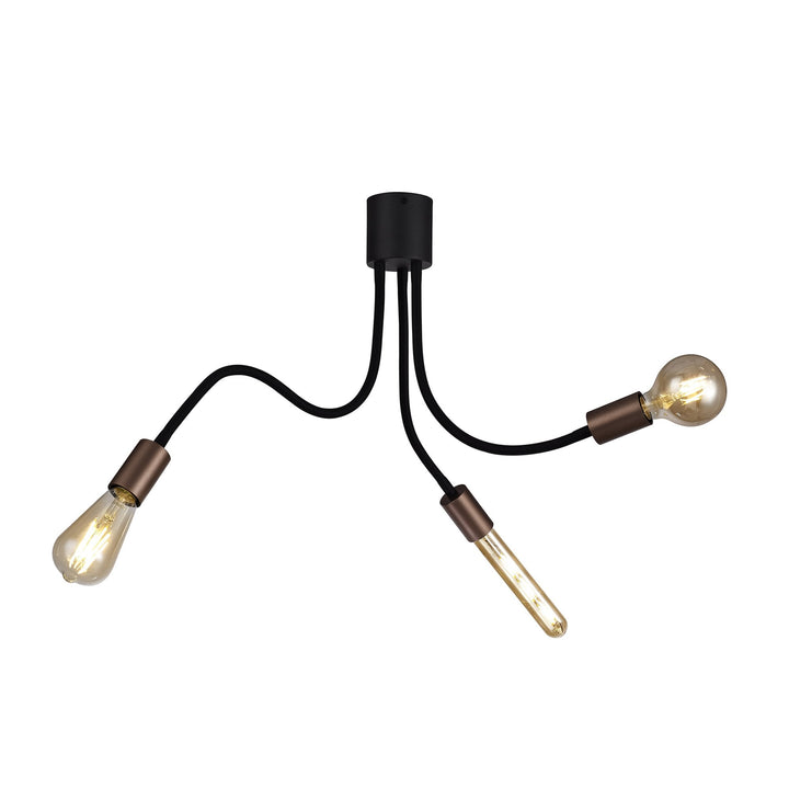 Nelson Lighting NL76459 Gino Flexible Ceiling 3 Light Satin Black/Brushed Copper