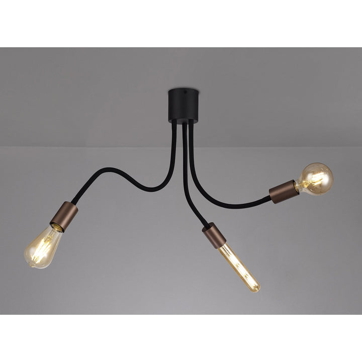 Nelson Lighting NL76459 Gino Flexible Ceiling 3 Light Satin Black/Brushed Copper