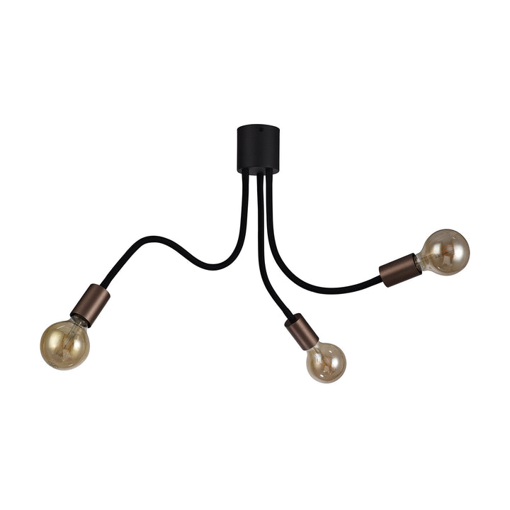 Nelson Lighting NL76459 Gino Flexible Ceiling 3 Light Satin Black/Brushed Copper