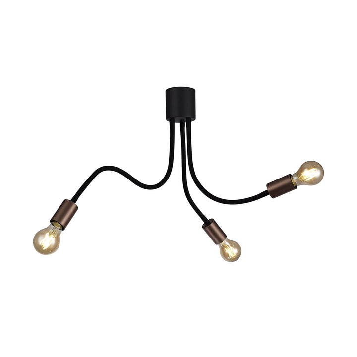 Nelson Lighting NL76459 Gino Flexible Ceiling 3 Light Satin Black/Brushed Copper