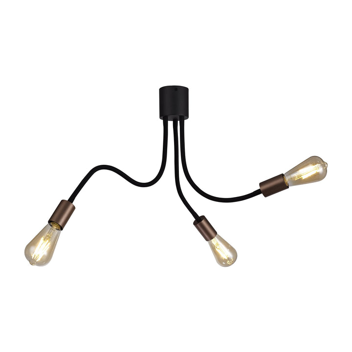Nelson Lighting NL76459 Gino Flexible Ceiling 3 Light Satin Black/Brushed Copper