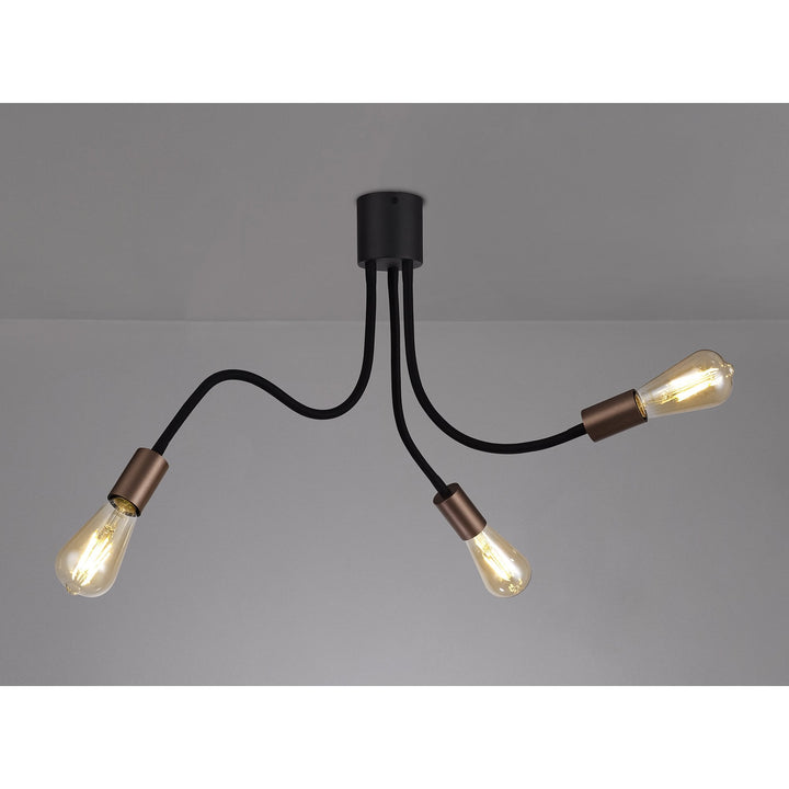 Nelson Lighting NL76459 Gino Flexible Ceiling 3 Light Satin Black/Brushed Copper