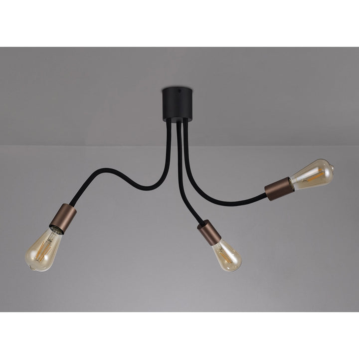 Nelson Lighting NL76459 Gino Flexible Ceiling 3 Light Satin Black/Brushed Copper