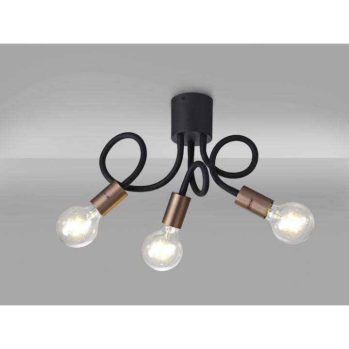 Nelson Lighting NL76459 Gino Flexible Ceiling 3 Light Satin Black/Brushed Copper