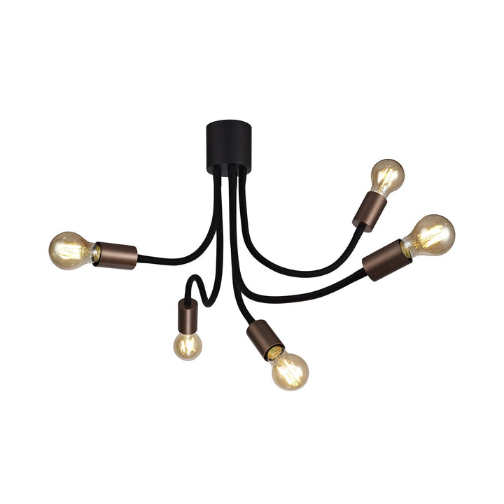 Nelson Lighting NL76469 Gino Flexible Ceiling 5 Light Satin Black/Brushed Copper
