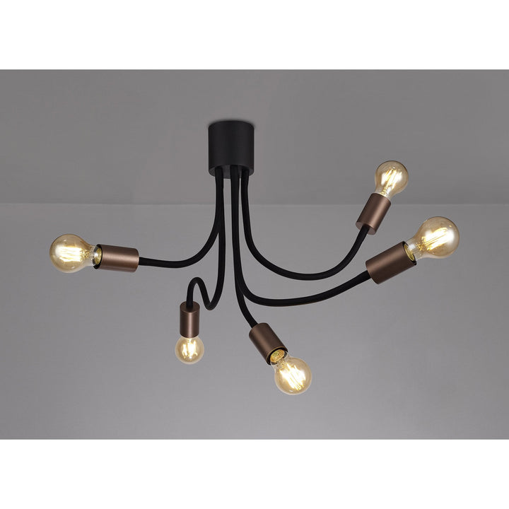 Nelson Lighting NL76469 Gino Flexible Ceiling 5 Light Satin Black/Brushed Copper