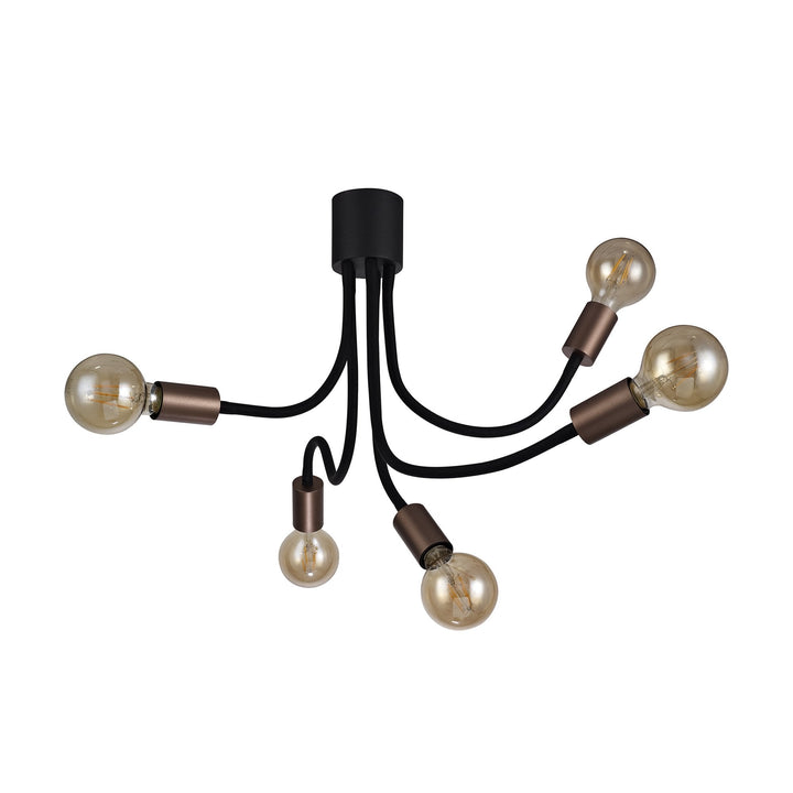 Nelson Lighting NL76469 Gino Flexible Ceiling 5 Light Satin Black/Brushed Copper