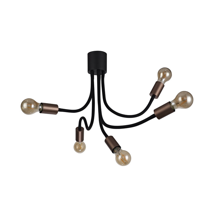 Nelson Lighting NL76469 Gino Flexible Ceiling 5 Light Satin Black/Brushed Copper
