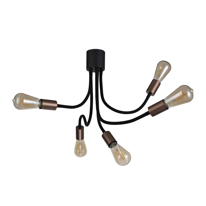 Nelson Lighting NL76469 Gino Flexible Ceiling 5 Light Satin Black/Brushed Copper