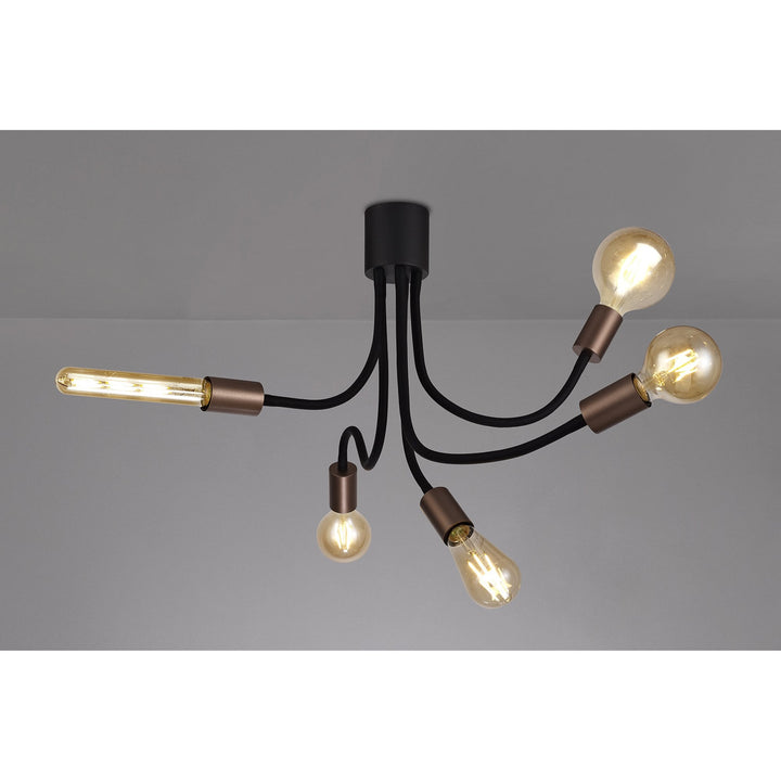 Nelson Lighting NL76469 Gino Flexible Ceiling 5 Light Satin Black/Brushed Copper