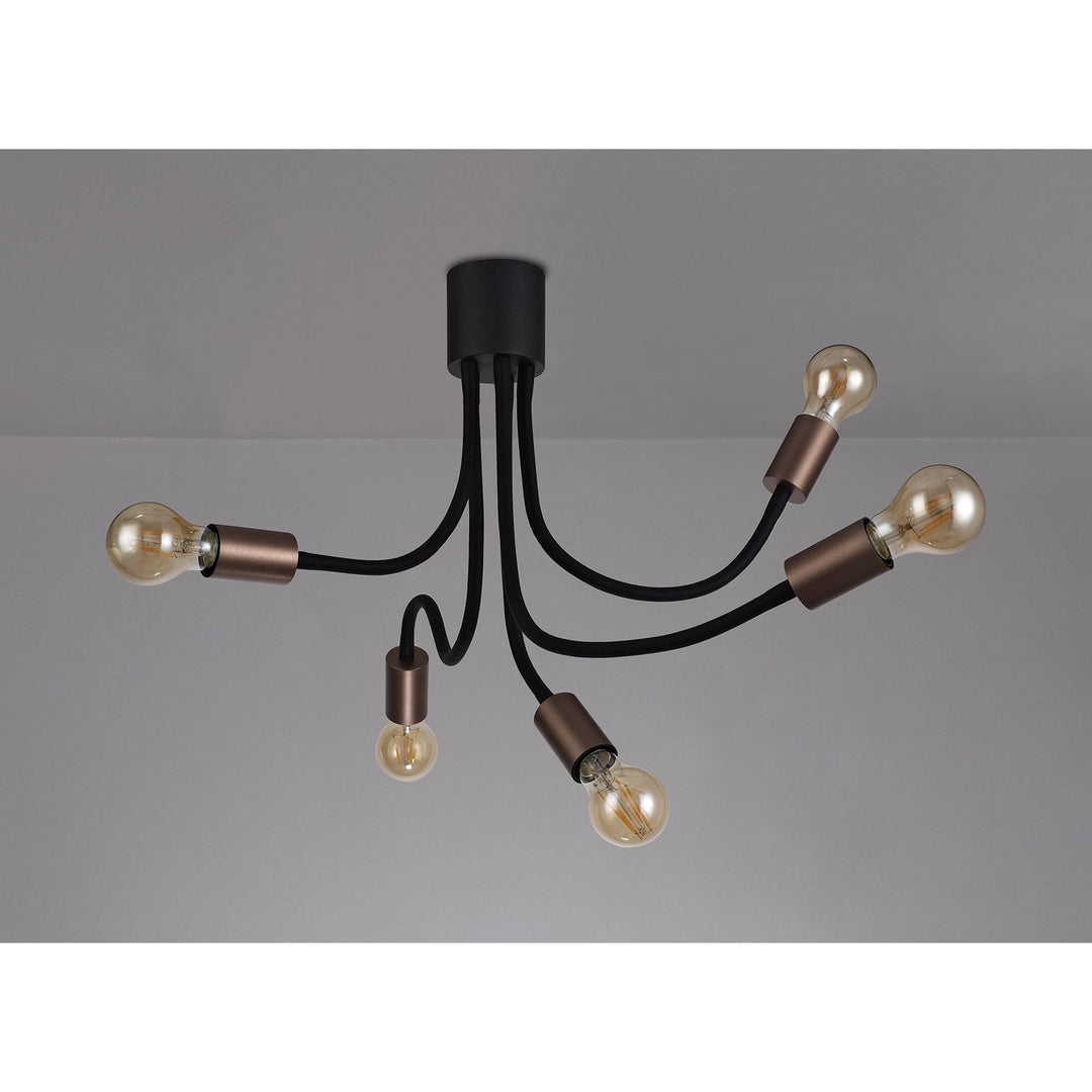 Nelson Lighting NL76469 Gino Flexible Ceiling 5 Light Satin Black/Brushed Copper