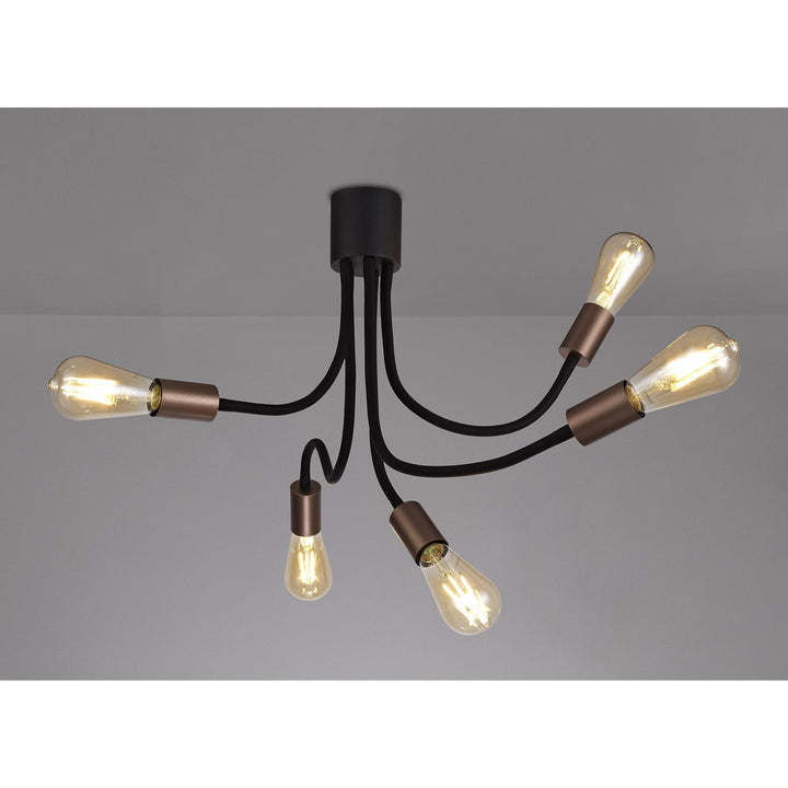 Nelson Lighting NL76469 Gino Flexible Ceiling 5 Light Satin Black/Brushed Copper