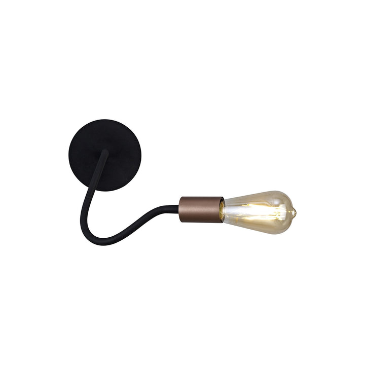 Nelson Lighting NL76479 Gino Flexible Wall Lamp 1 Light Satin Black/Brushed Copper