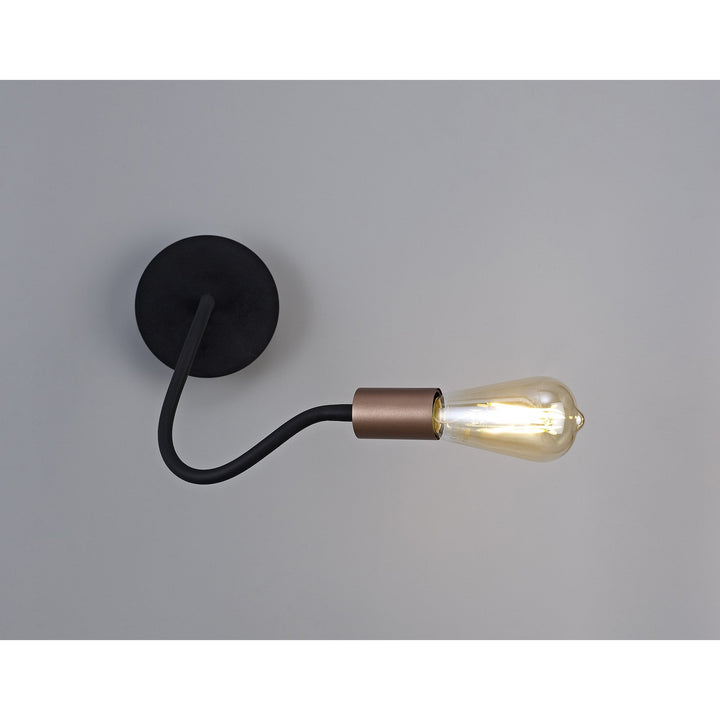 Nelson Lighting NL76479 Gino Flexible Wall Lamp 1 Light Satin Black/Brushed Copper