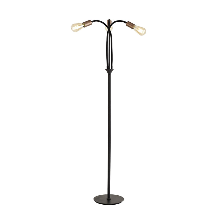 Nelson Lighting NL76499 Gino Flexible Floor Lamp 3 Light Satin Black/Brushed Copper