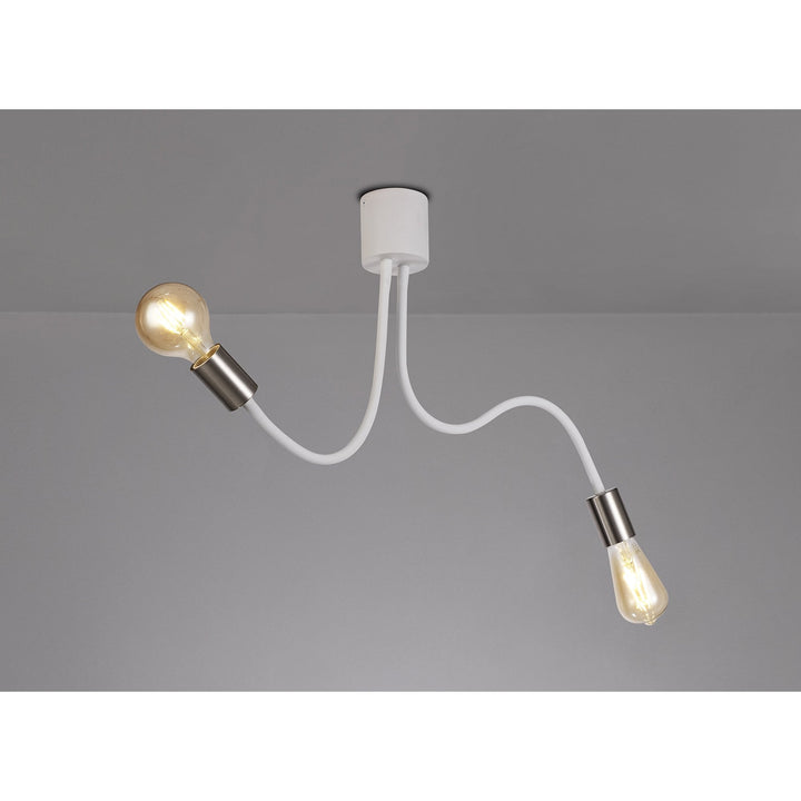 Nelson Lighting NL76519 Gino Flexible Ceiling 2 Light Satin White/Satin Nickel