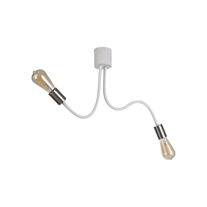 Nelson Lighting NL76519 Gino Flexible Ceiling 2 Light Satin White/Satin Nickel