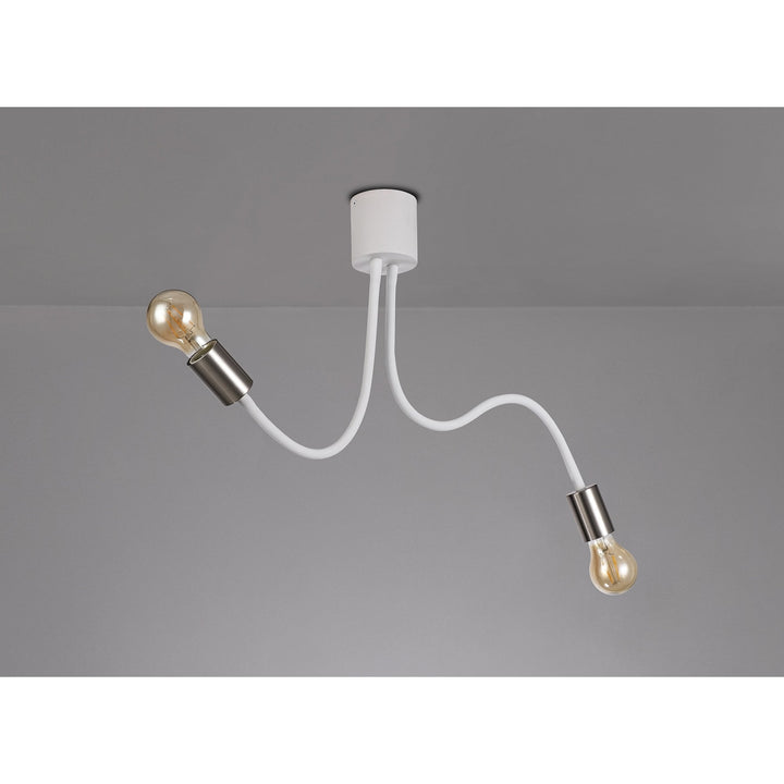 Nelson Lighting NL76519 Gino Flexible Ceiling 2 Light Satin White/Satin Nickel