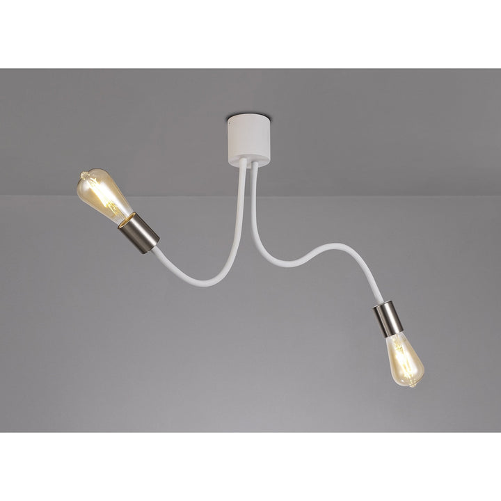 Nelson Lighting NL76519 Gino Flexible Ceiling 2 Light Satin White/Satin Nickel