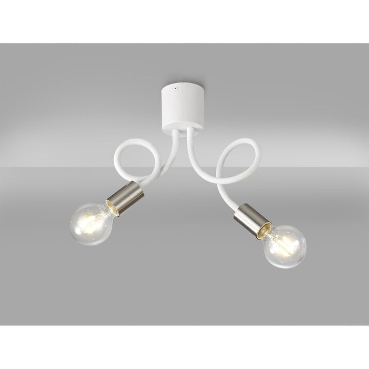 Nelson Lighting NL76519 Gino Flexible Ceiling 2 Light Satin White/Satin Nickel