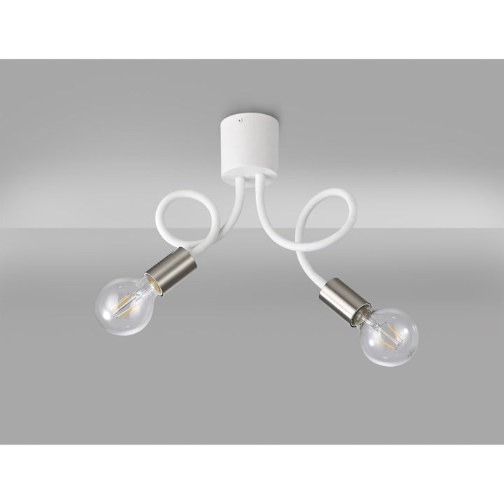 Nelson Lighting NL76519 Gino Flexible Ceiling 2 Light Satin White/Satin Nickel