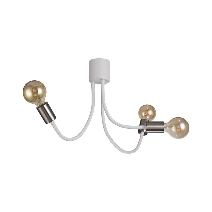 Nelson Lighting NL76529 Gino Flexible Ceiling 3 Light Satin White/Satin Nickel