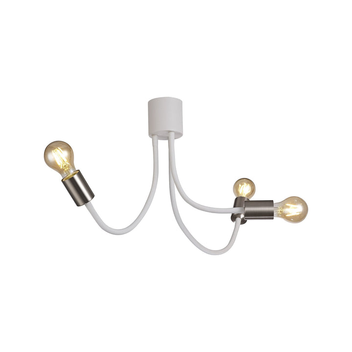 Nelson Lighting NL76529 Gino Flexible Ceiling 3 Light Satin White/Satin Nickel