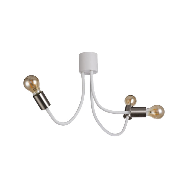 Nelson Lighting NL76529 Gino Flexible Ceiling 3 Light Satin White/Satin Nickel