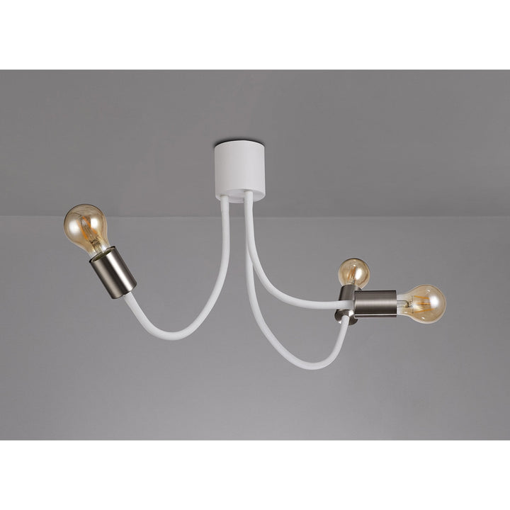 Nelson Lighting NL76529 Gino Flexible Ceiling 3 Light Satin White/Satin Nickel