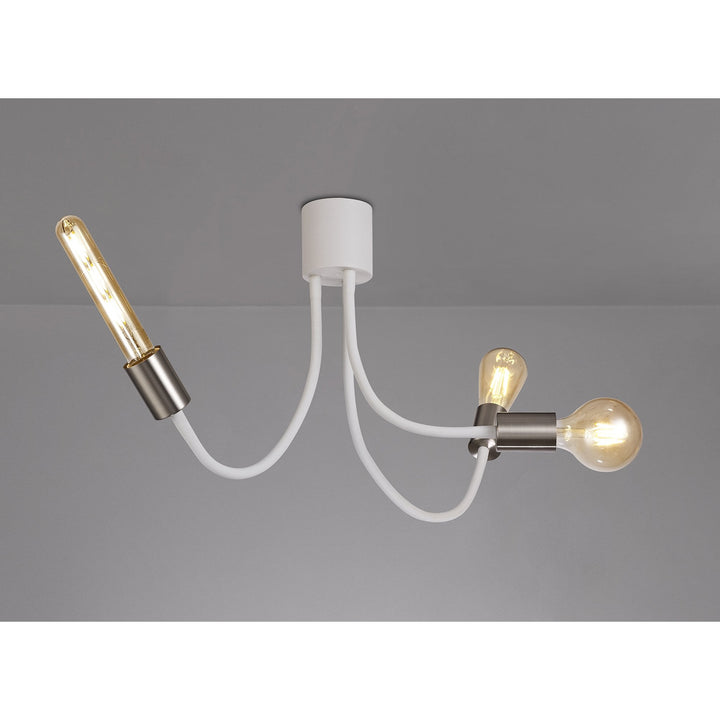 Nelson Lighting NL76529 Gino Flexible Ceiling 3 Light Satin White/Satin Nickel