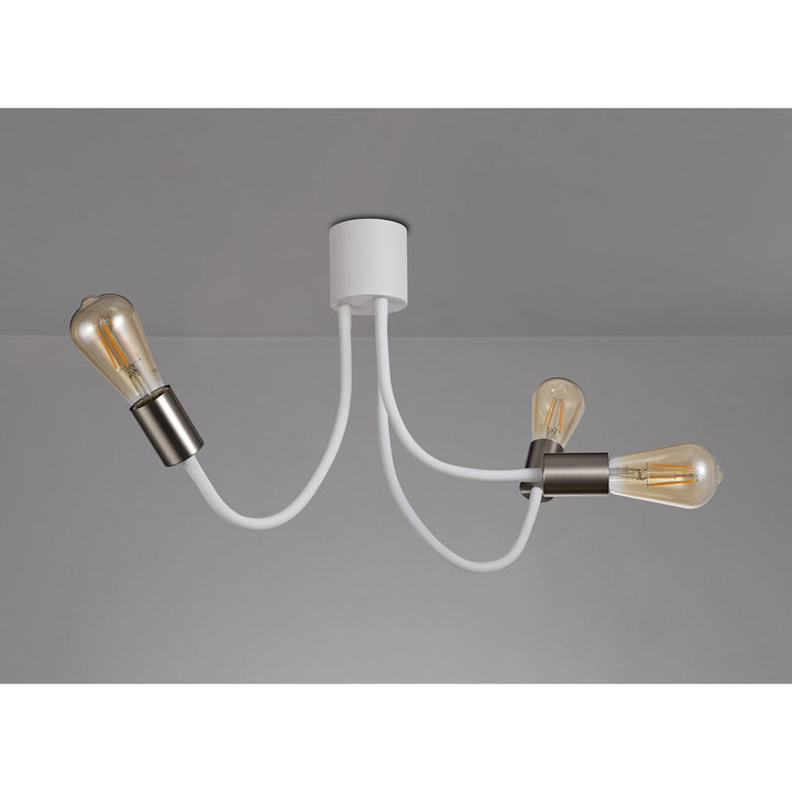 Nelson Lighting NL76529 Gino Flexible Ceiling 3 Light Satin White/Satin Nickel