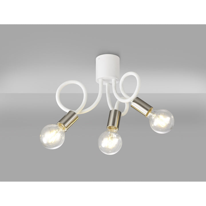 Nelson Lighting NL76529 Gino Flexible Ceiling 3 Light Satin White/Satin Nickel