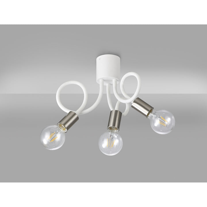 Nelson Lighting NL76529 Gino Flexible Ceiling 3 Light Satin White/Satin Nickel
