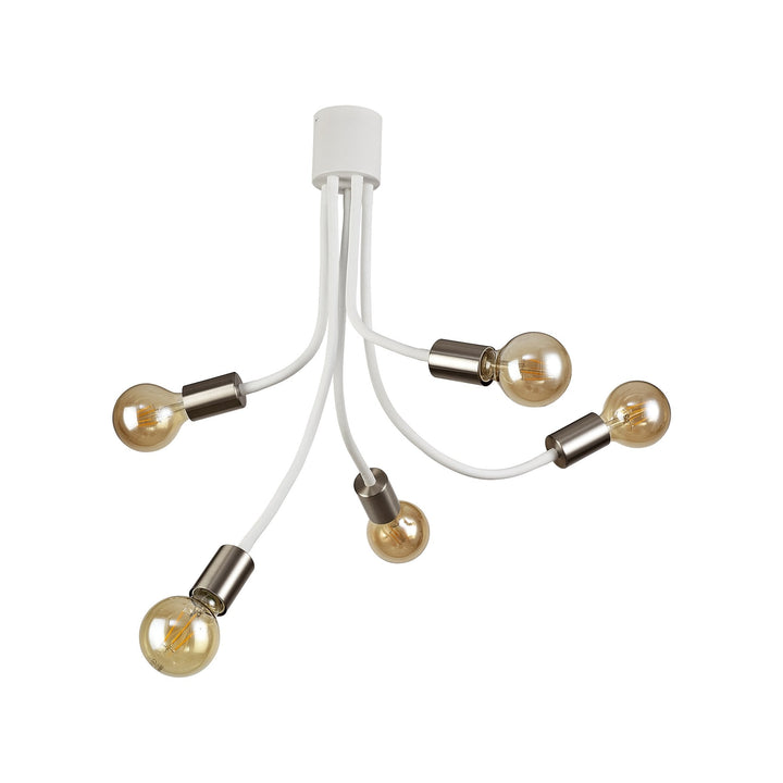 Nelson Lighting NL76539 Gino Flexible Ceiling 5 Light Satin White/Satin Nickel