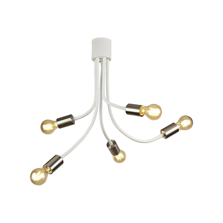 Nelson Lighting NL76539 Gino Flexible Ceiling 5 Light Satin White/Satin Nickel