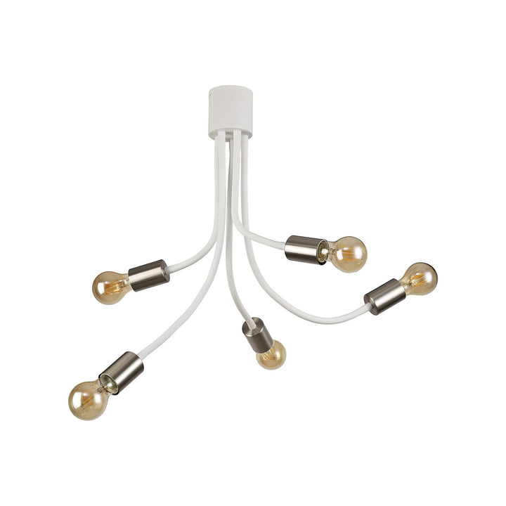 Nelson Lighting NL76539 Gino Flexible Ceiling 5 Light Satin White/Satin Nickel