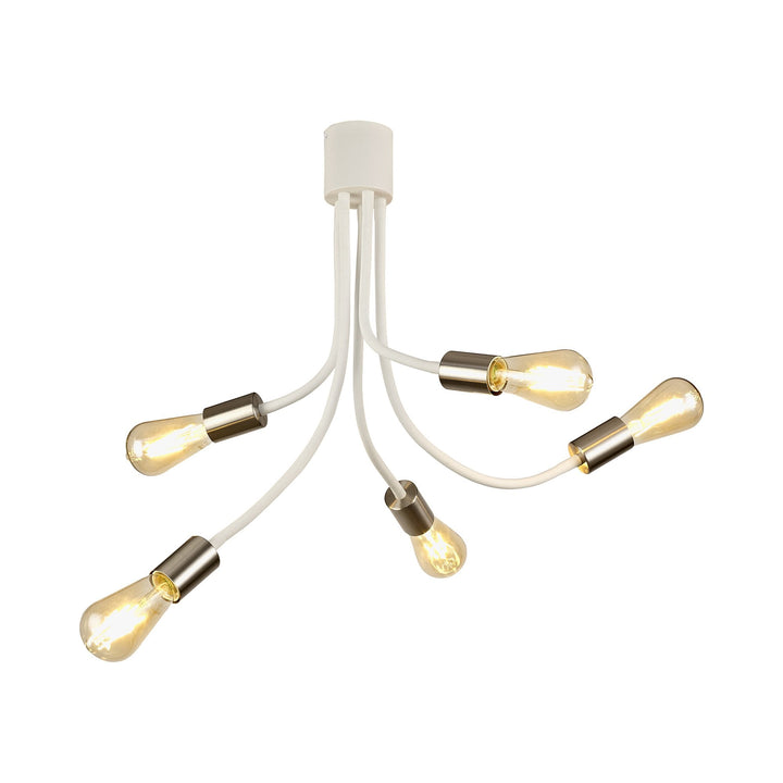Nelson Lighting NL76539 Gino Flexible Ceiling 5 Light Satin White/Satin Nickel