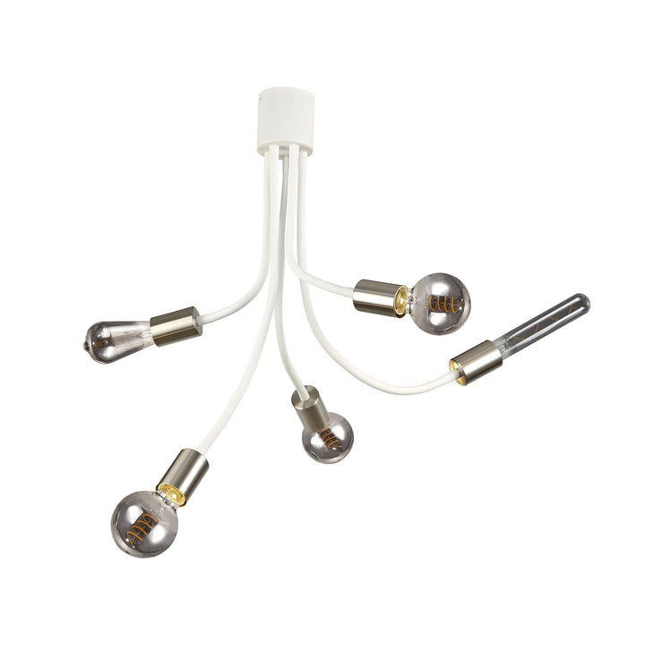 Nelson Lighting NL76539 Gino Flexible Ceiling 5 Light Satin White/Satin Nickel