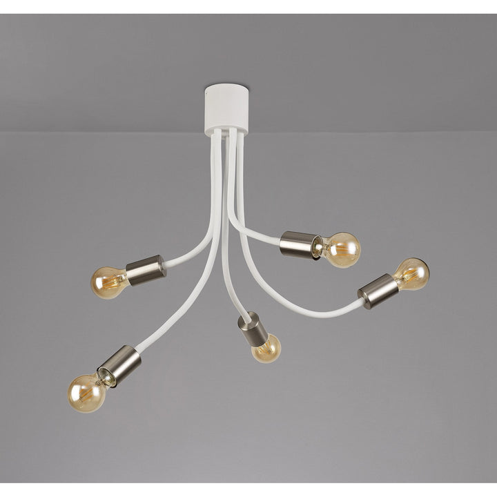 Nelson Lighting NL76539 Gino Flexible Ceiling 5 Light Satin White/Satin Nickel