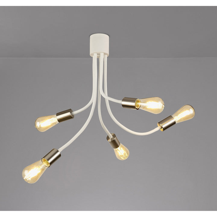 Nelson Lighting NL76539 Gino Flexible Ceiling 5 Light Satin White/Satin Nickel