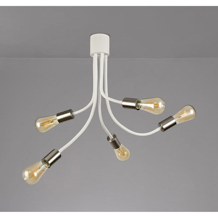 Nelson Lighting NL76539 Gino Flexible Ceiling 5 Light Satin White/Satin Nickel