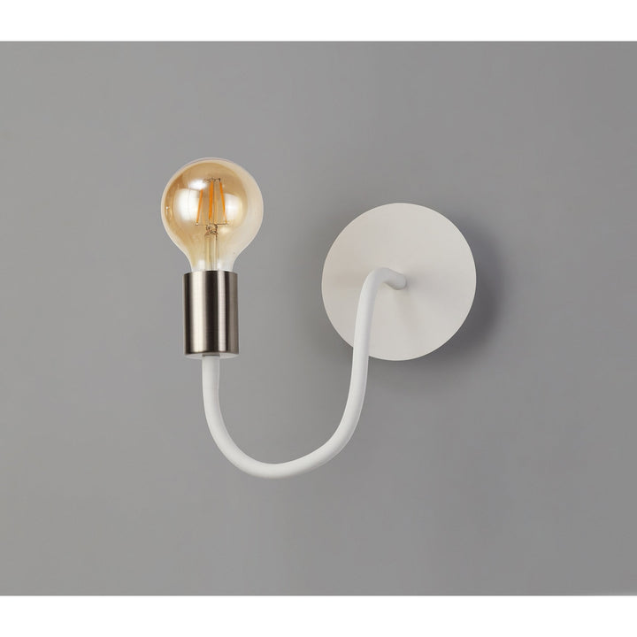 Nelson Lighting NL76549 Gino Flexible Wall Lamp 1 Light Satin White/Satin Nickel
