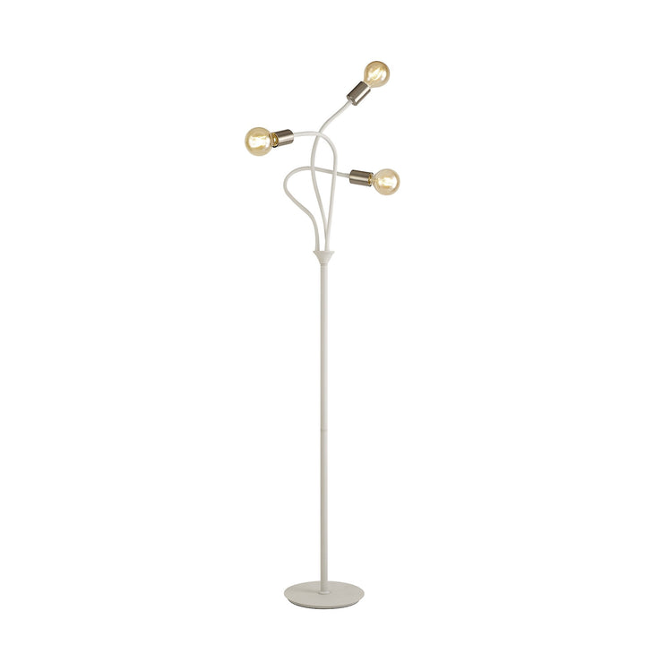 Nelson Lighting NL76569 Gino Flexible Floor Lamp 3 Light Satin White/Satin Nickel